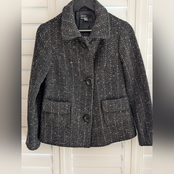 Zara Black and White Tweed Jacket 80% wool - Picture 3 of 16